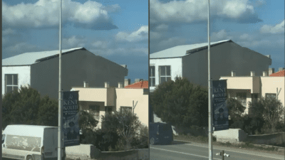 İzmir’in Güzelbahçe ilçesi Siteler Mahallesi’nde yeni bir yapının çatısının bir