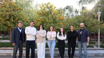 İEÜ İnşaat Mühendisliği öğrencileri Buket Dinç, Dağlar Efe Aslan, Arvin