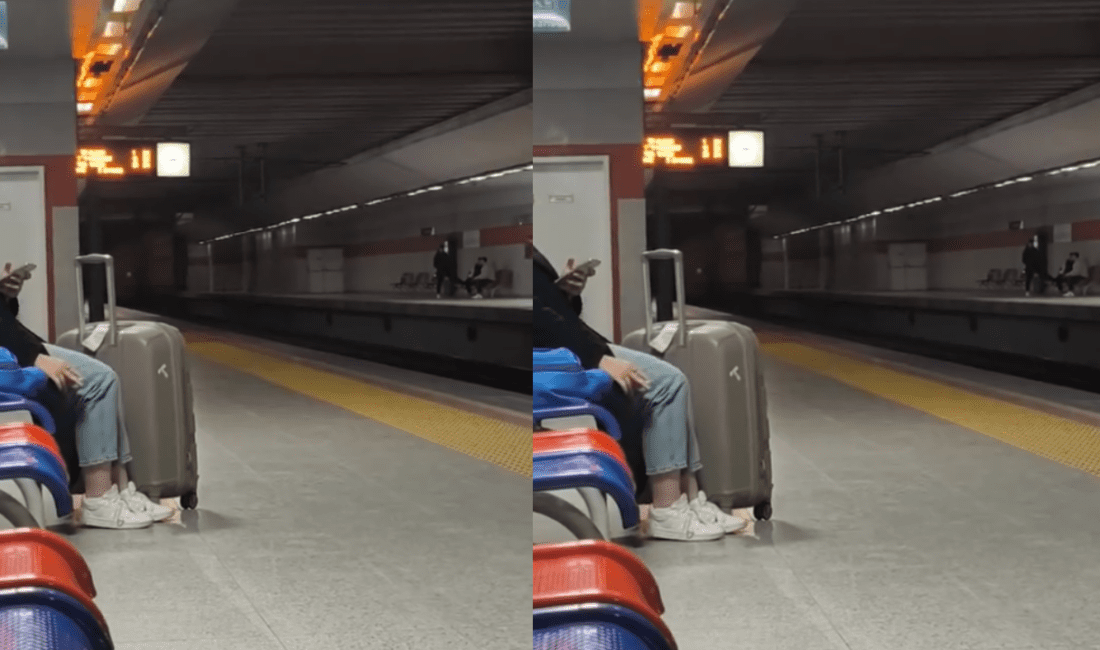 Şirinyer İZBAN durağında, bir kişinin sigara yasağına aldırış etmeden sigara