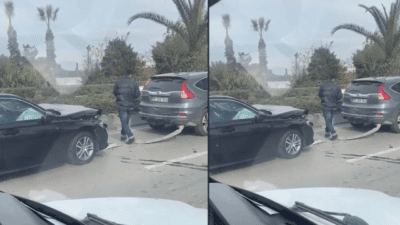 İzmir’in Bayraklı ilçesinde meydana gelen trafik kazasında, iki araç çarpıştı.