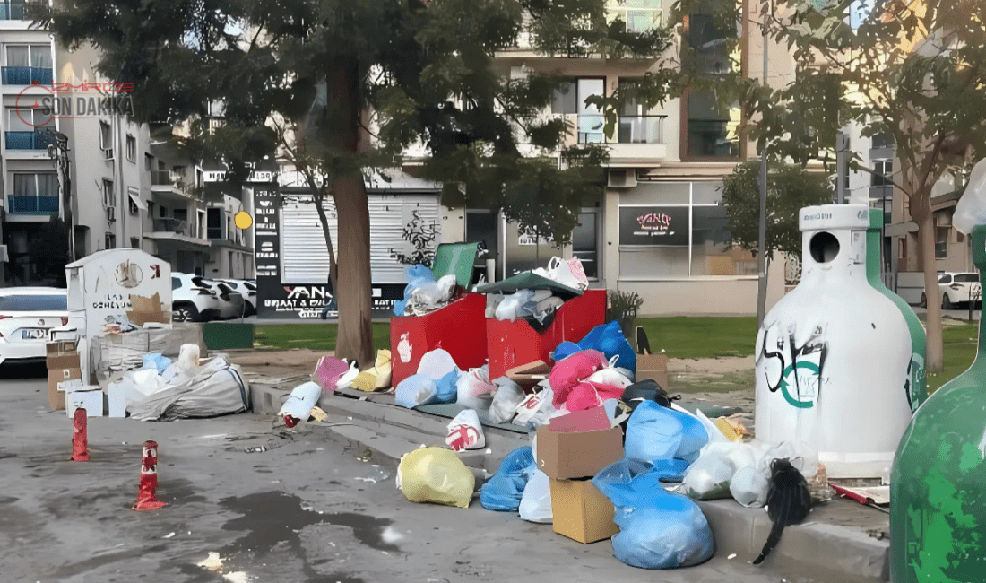 Karşıyaka’da çöpler sokaklara taştı İzmir’in Karşıyaka ilçesi 6256. Sokak’ta çöp konteynerlerinden taşan çöpler, çevre