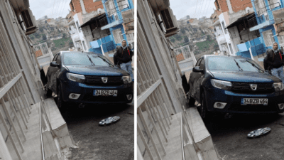  Yeşildere Caddesi üzerinde yağmur nedeniyle kayganlaşan yolda kaza meydana