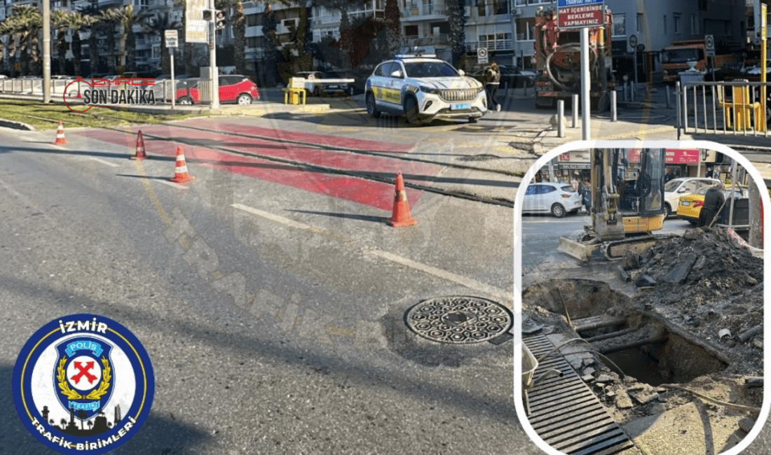 İzmir’in Konak ilçesi, Mithatpaşa Caddesi ile 79. Sokak kesişiminde kanalizasyon