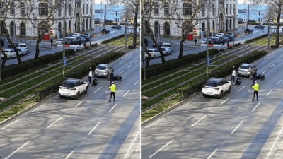 İzmir’in Konak ilçesi Gazi Bulvarı’nda motosikletin ve bir otomobilin karıştığı