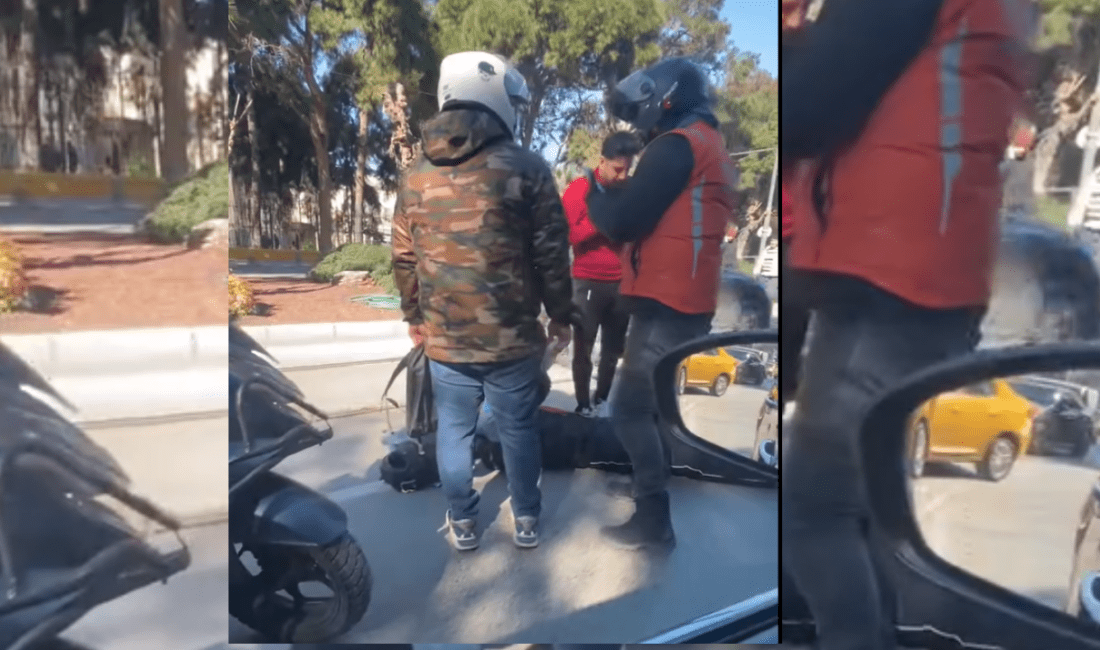 İzmir’in Konak ilçesi Lozan Kapısı önünde seyir halinde ilerleyen bir