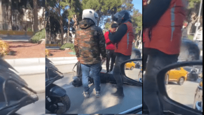 İzmir’in Konak ilçesi Lozan Kapısı önünde seyir halinde ilerleyen bir