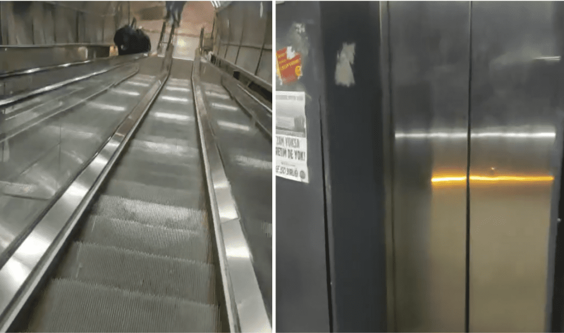 İzmir Menemen üst geçinde bitmeyen sorun! İzmir’in Menemen ilçesinde yer alan üst geçidinde aylardır çalışmayan yürüyen