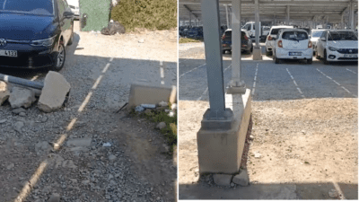 Ege Üniversitesi’nde ücretli otoparkında oluşan alt yapı bozukluğu nedeniyle, engelli