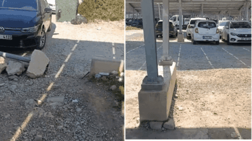 Ege Üniversitesi’nde ücretli otoparkında oluşan alt yapı bozukluğu nedeniyle, engelli