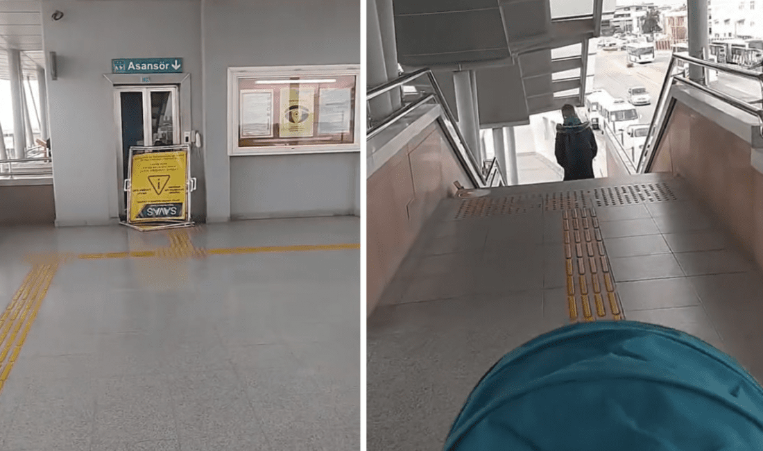 İzmir’in Gaziemir ilçesindeki Sarnıç İZBAN istasyonunda bozuk asansörler tepkiyle karşılandı. 