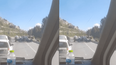 İzmir’in Konak ilçesi, Yeşildere yolu üzerinde iki aracın karıştığı trafik