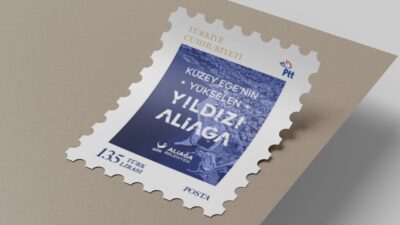 PTT Genel Müdürlüğü tarafından Aliağa’ya özel posta pulu basıldı. Üzerinde