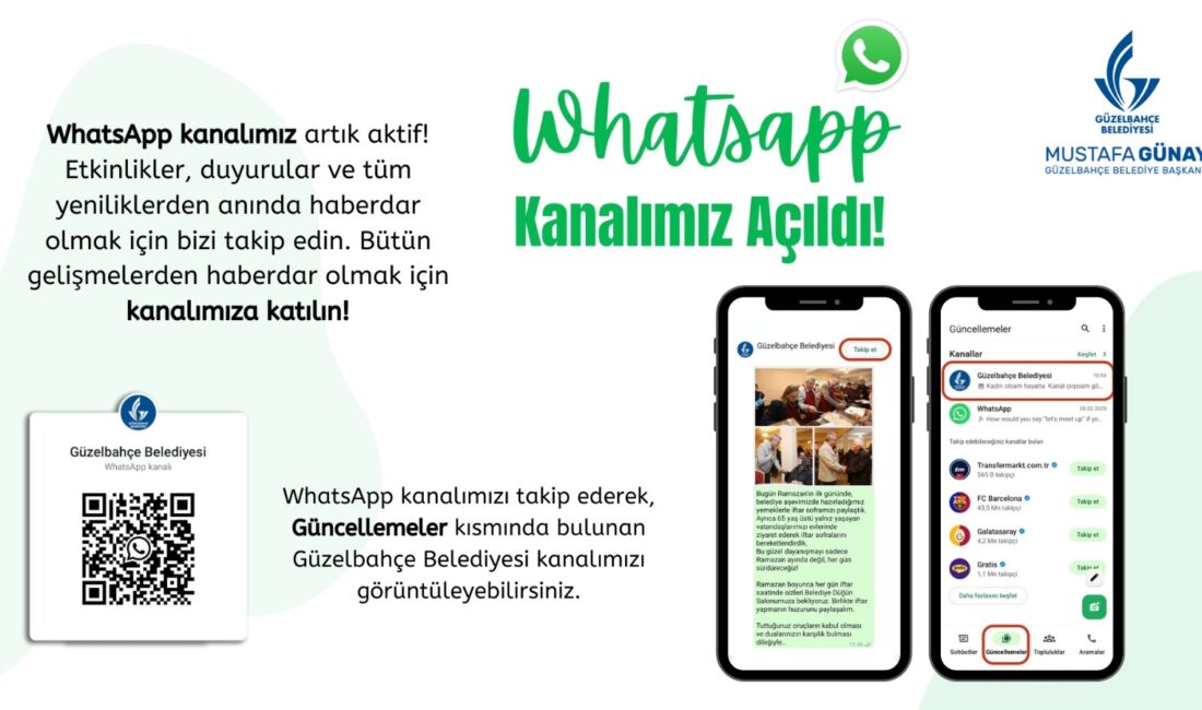 Güzelbahçe Belediyesi, WhatsApp Kanalı hizmete başladı. WhatsApp’da kanal açan Güzelbahçe