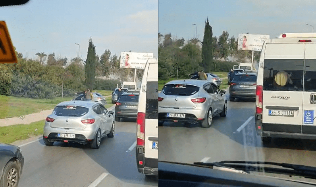 İzmir’in Bayraklı girişinde meydana gelen kazada, bir araç yoldan çıkarak