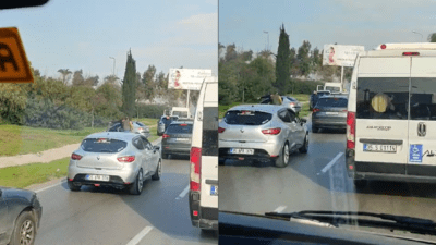 İzmir’in Bayraklı girişinde meydana gelen kazada, bir araç yoldan çıkarak