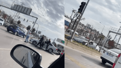 İzmir’in Çiğli ilçesinde, İtfaiye’nin önünde iki aracın karıştığı trafik kazası