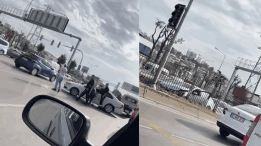 İzmir’in Çiğli ilçesinde, İtfaiye’nin önünde iki aracın karıştığı trafik kazası