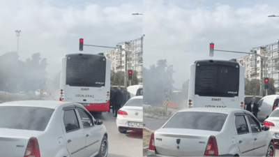 İzmir’in Konak ilçesinde, Varyant mevkiinde bir ESHOT otobüsü bilinmeyen bir