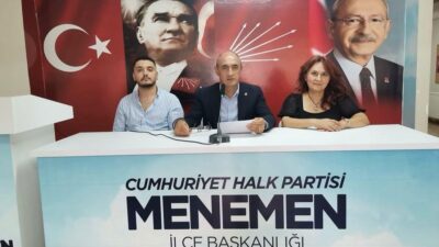 CHP Menemen İlçe Başkanı Hüseyin Özbey, Menemen Belediye Başkanı Aydın