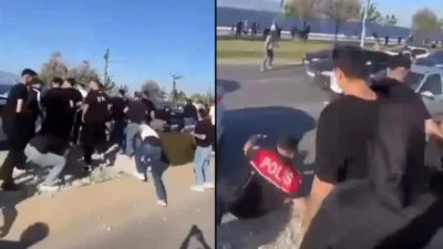 İzmir'de oynanan Göztepe-Beşiktaş maçı öncesi taraftarlar arasında kavga çıktı. İki