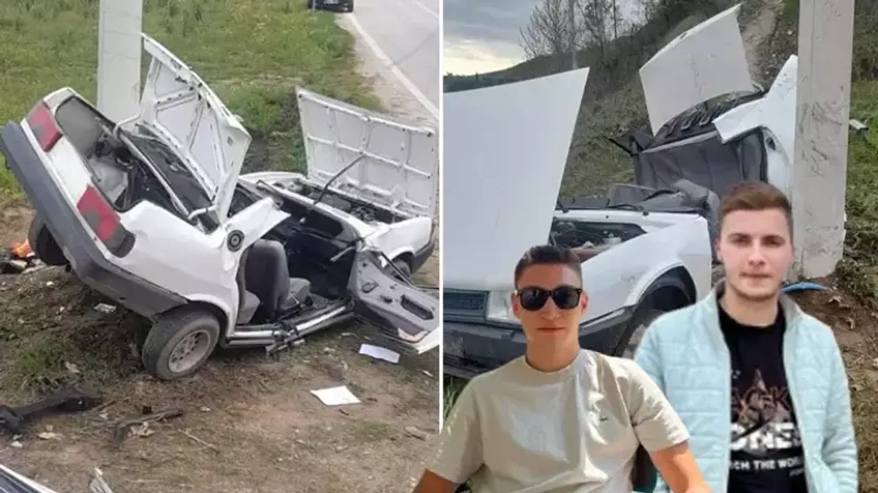 İzmir'in Kiraz ilçesinde elektrik direğine çarpan otomobilin sürücüsü Umut Erkan