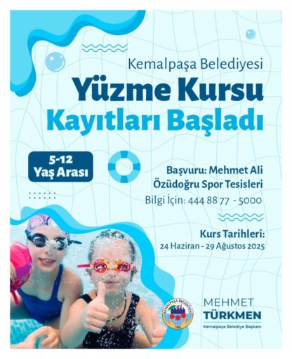 YÜZME KURSU KAYITLARINA YOĞUN İLGİ Kemalpaşa Belediyesi, yaz döneminde 5-12