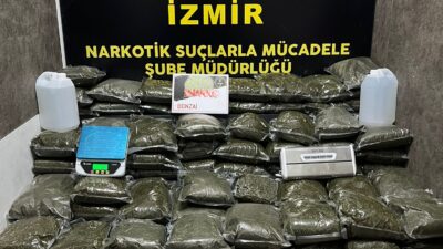 İzmir Konak’ta düzenlenen operasyonda 126 kilo 100 gram bonzai ele