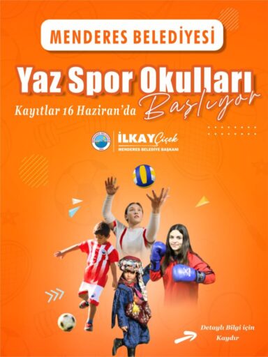 Menderes Belediyesi, yaz spor okullarını açıyor. Kayıtlar 16 Haziran’dan itibaren