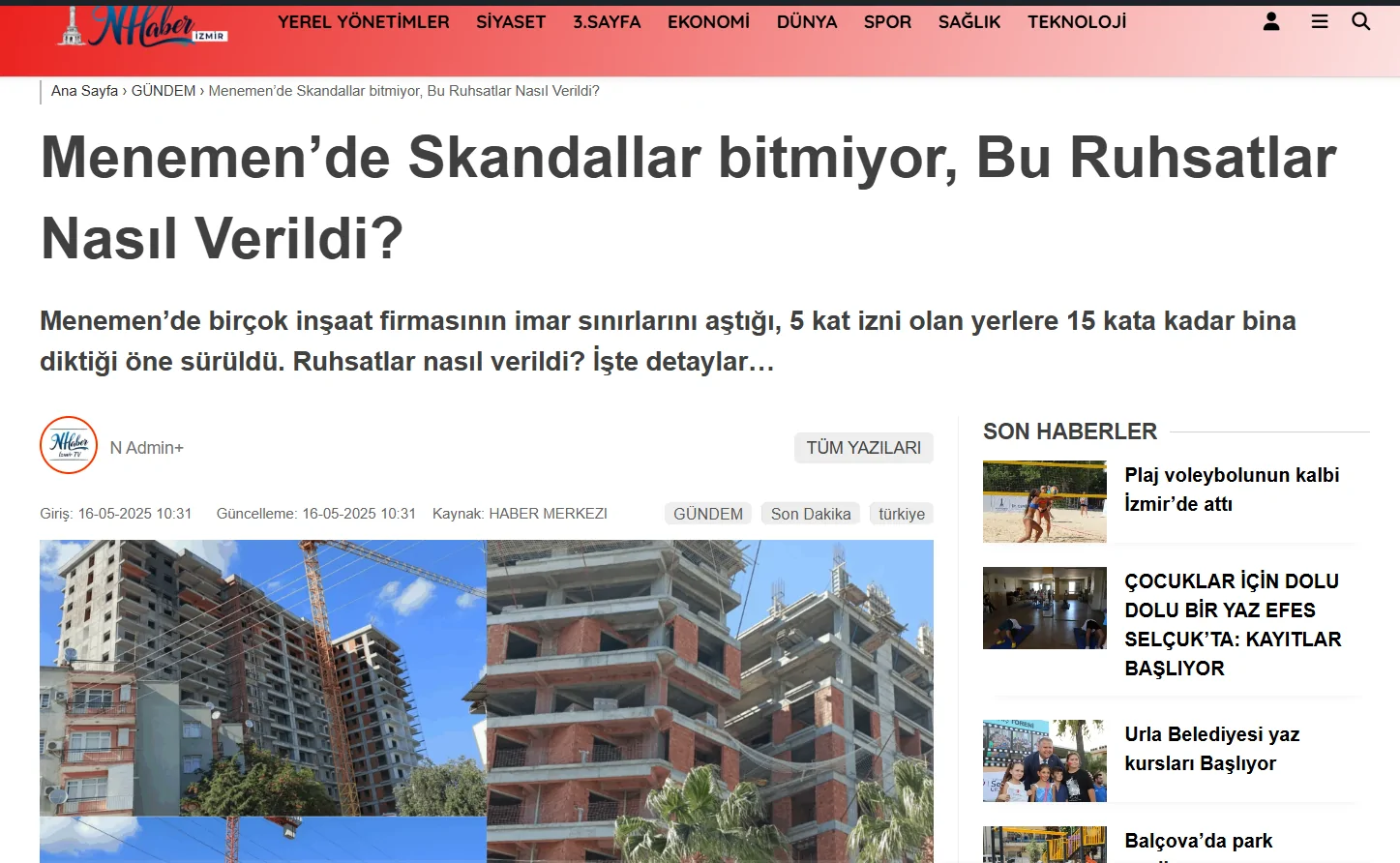 Menemen Belediyesine "Su&ccedil; duyurusu" Haberlerimiz b&uuml;y&uuml;k SES getirdi