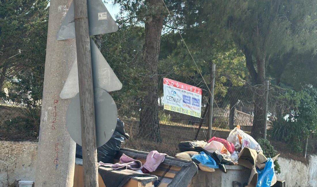 Konak Ulubatlı Mahallesi’nde Kazım Karabekir Ortaokulu çevresi çöp yığınlarıyla doldu.