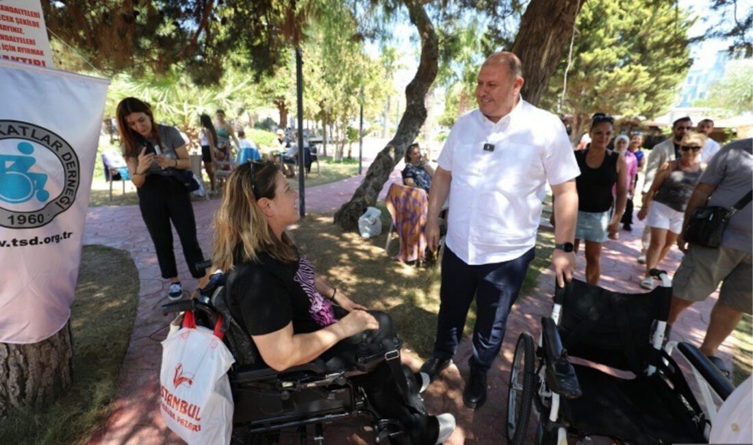 Menderes Belediyesi’nin engelsiz tesisi Sunal Tülbentçi Parkı engelli vatandaşlara ev