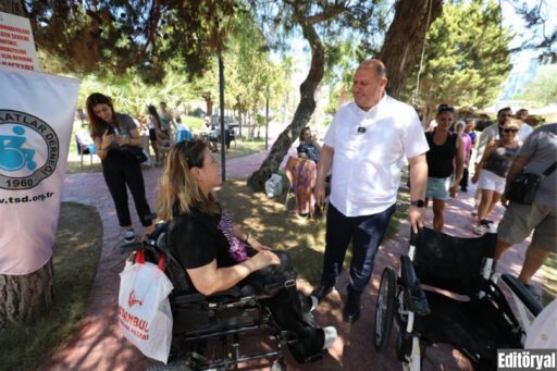 Menderes Belediyesi’nin engelsiz tesisi Sunal Tülbentçi Parkı engelli vatandaşlara ev