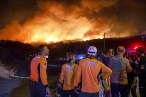 Buca’da otoyoldaki bir minibüste çıkıp ormana sıçrayan yangın dün gece