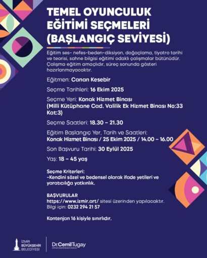 İzmir Büyükşehir Belediyesi'nde Yeni Sanat Sezonu Başlıyor