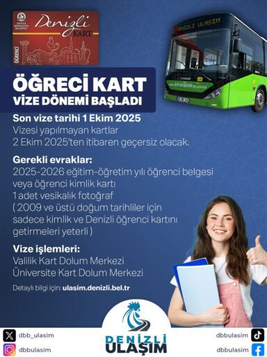 Denizli Büyükşehir Belediyesi’nin şehir içi toplu ulaşımda sunduğu Denizli Öğrenci