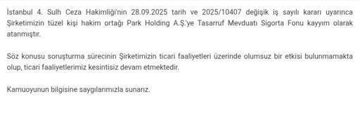 TMSF, Park Holding’e Kayyum Atandı