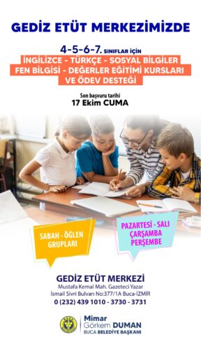 Buca Belediyesi, Gediz Etüt Merkezi'nde 4-7. sınıf öğrencileri için ücretsiz