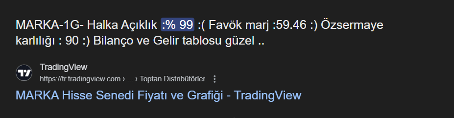 Marka holding halka açıklık oranı