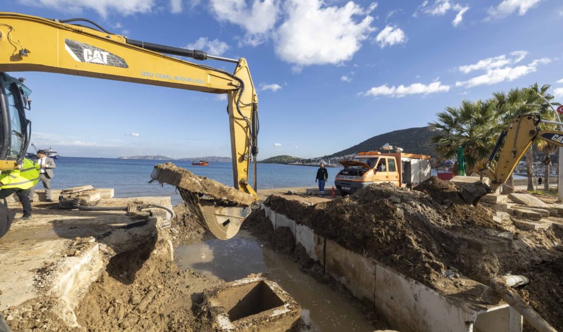 İZSU, Foça'da tarihi köprü yanına derivasyon kanalı yaparak dere kapasitesini