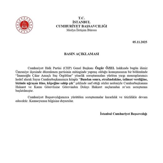 Özgür Özel'e İstanbul’daki Konuşması nedeniyle Re'sen Soruşturma Başlatıldı