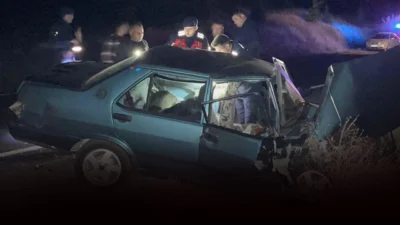 Uşak'ın Eşme ilçesinde otomobilin kepçeye çarpması sonucu baba Galip Ç.