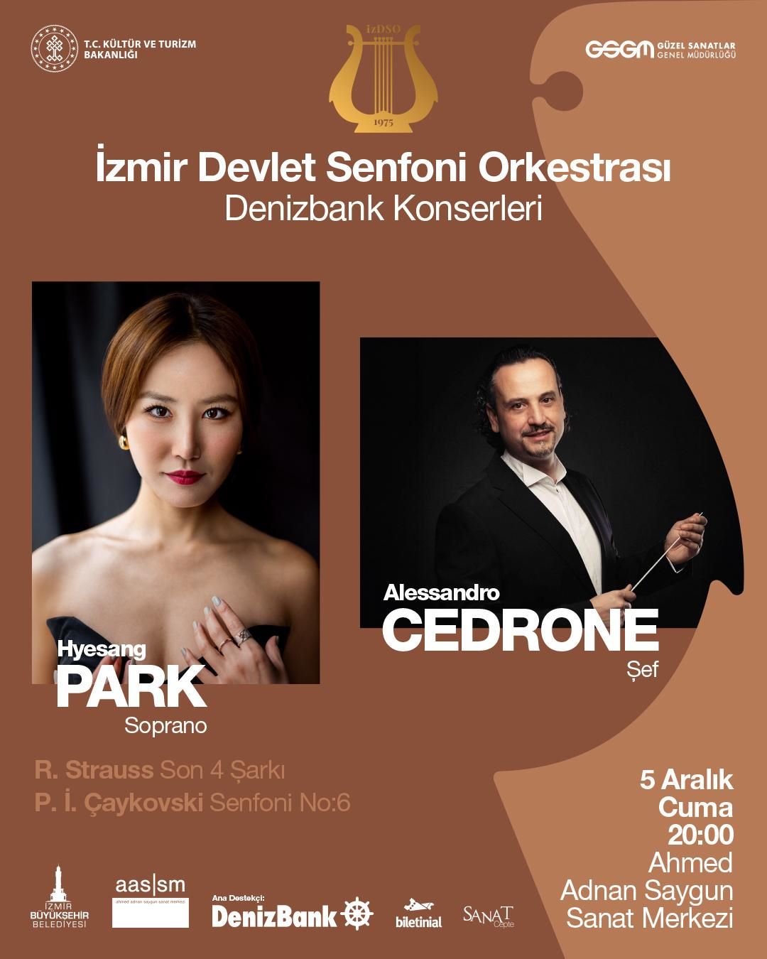 İzmir Devlet Senfoni Orkestrası, 5 Aralık'ta şef Cedrone yönetiminde soprano