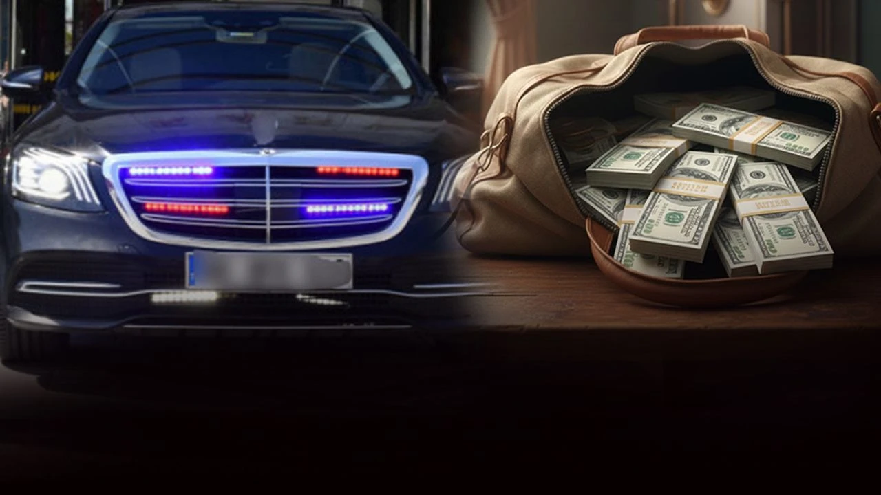 İzmir Emniyeti’ndeki şube müdürünü ziyaret eden iş insanı, makam aracıyla