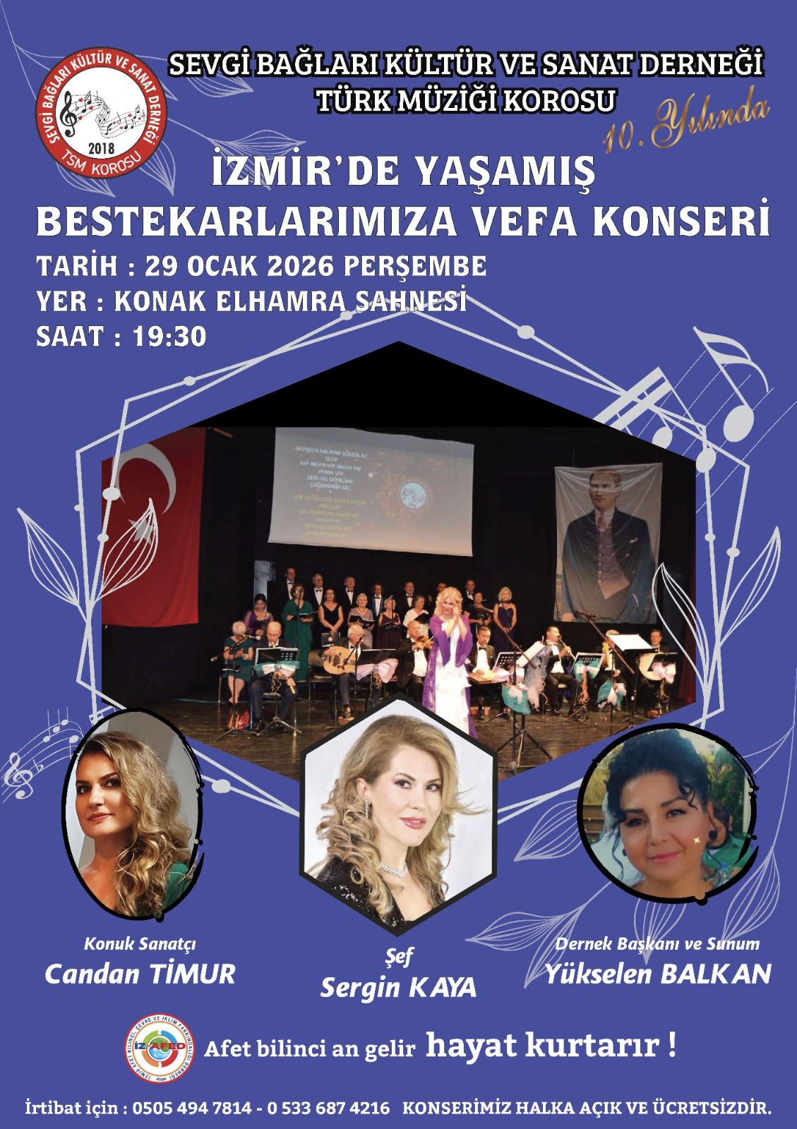 İzmir Bestekârlar Vefa Konseri Elhamra’yı Sallayacak
