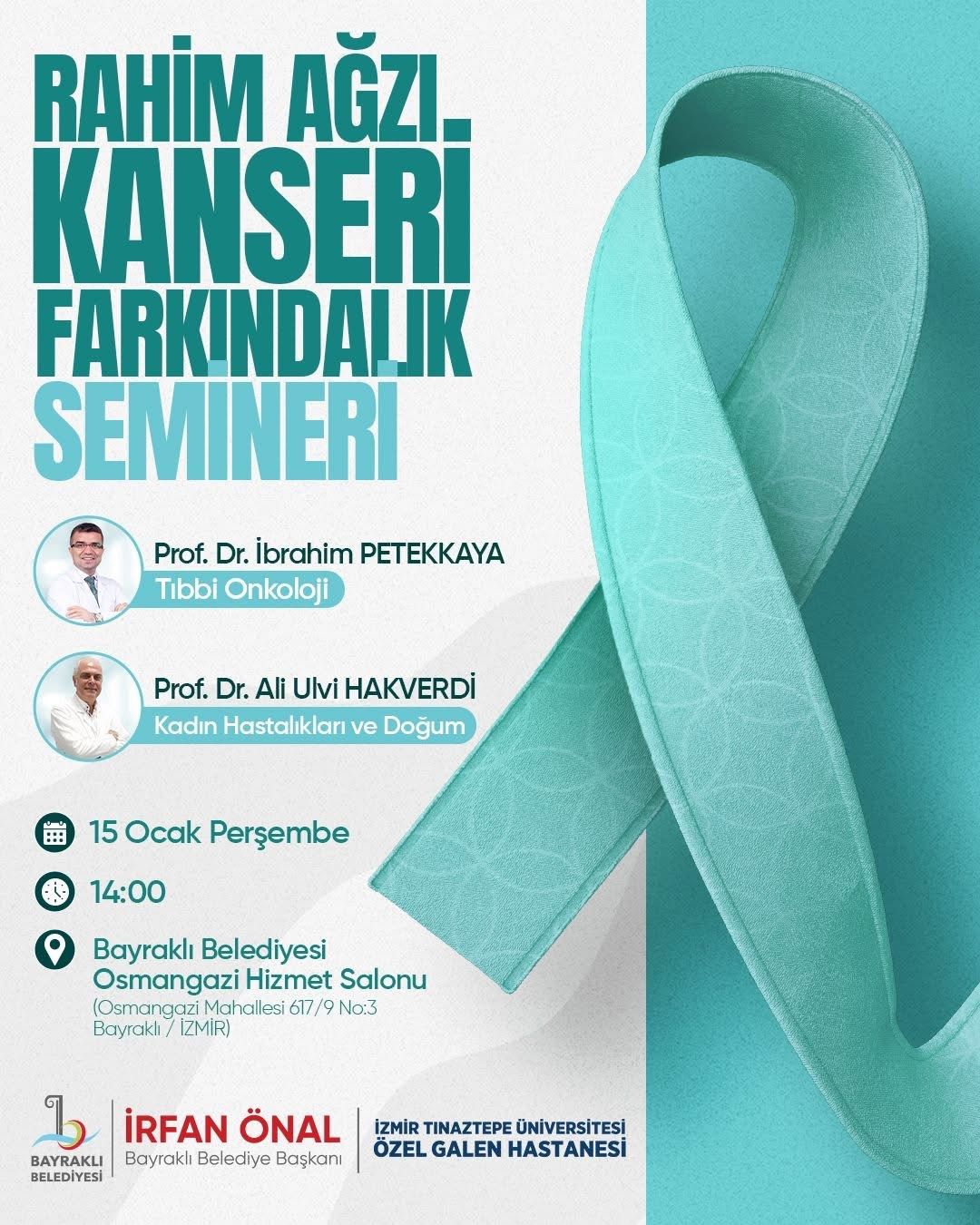 Bayraklı Belediyesi rahim ağzı kanseri farkındalık semineri afişi uzman doktorlar