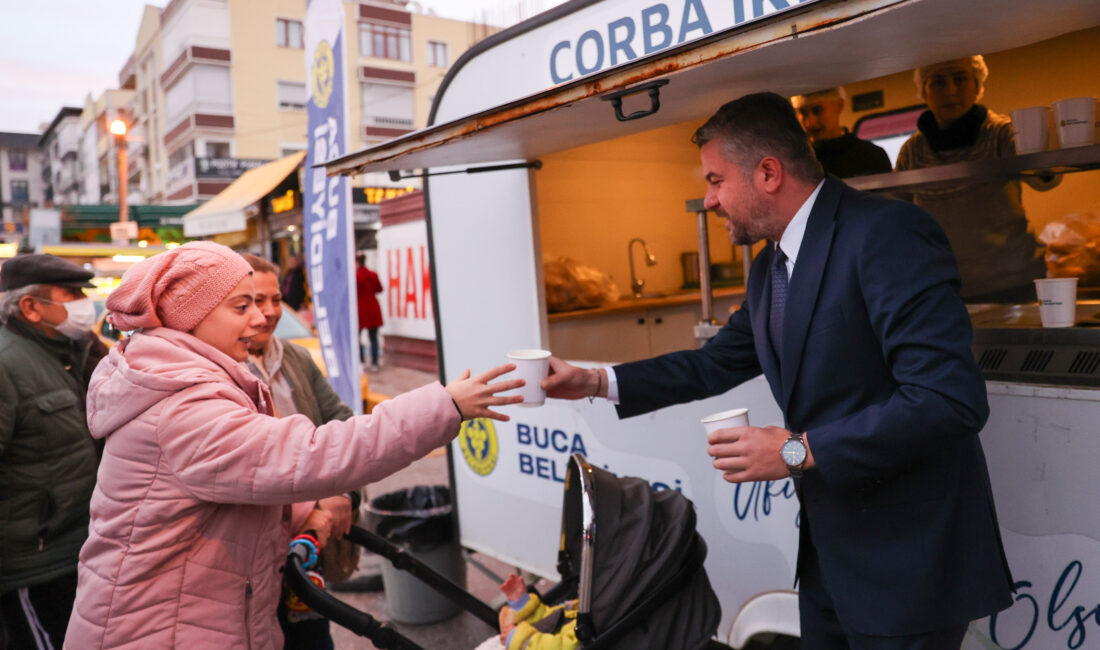 Buca Belediyesi, Şirinyer İzban önünde vatandaşlara ücretsiz sıcak çorba ikram
