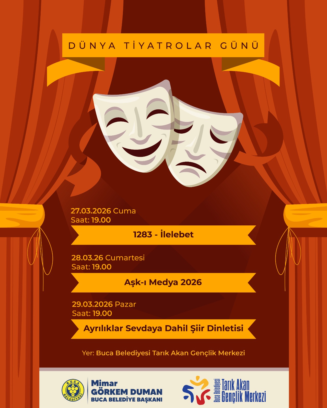 Buca tiyatro festivali başlıyor! Başkan Görkem Duman 27-29 Mart tarihlerinde