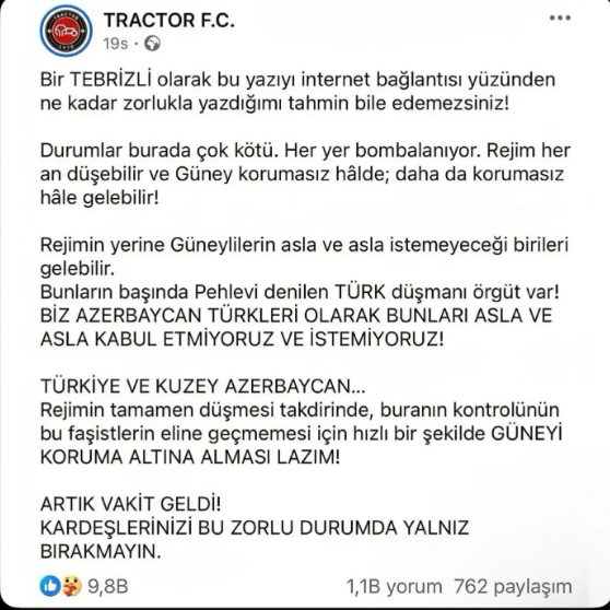 Güney Azerbaycan yardım çağrısı