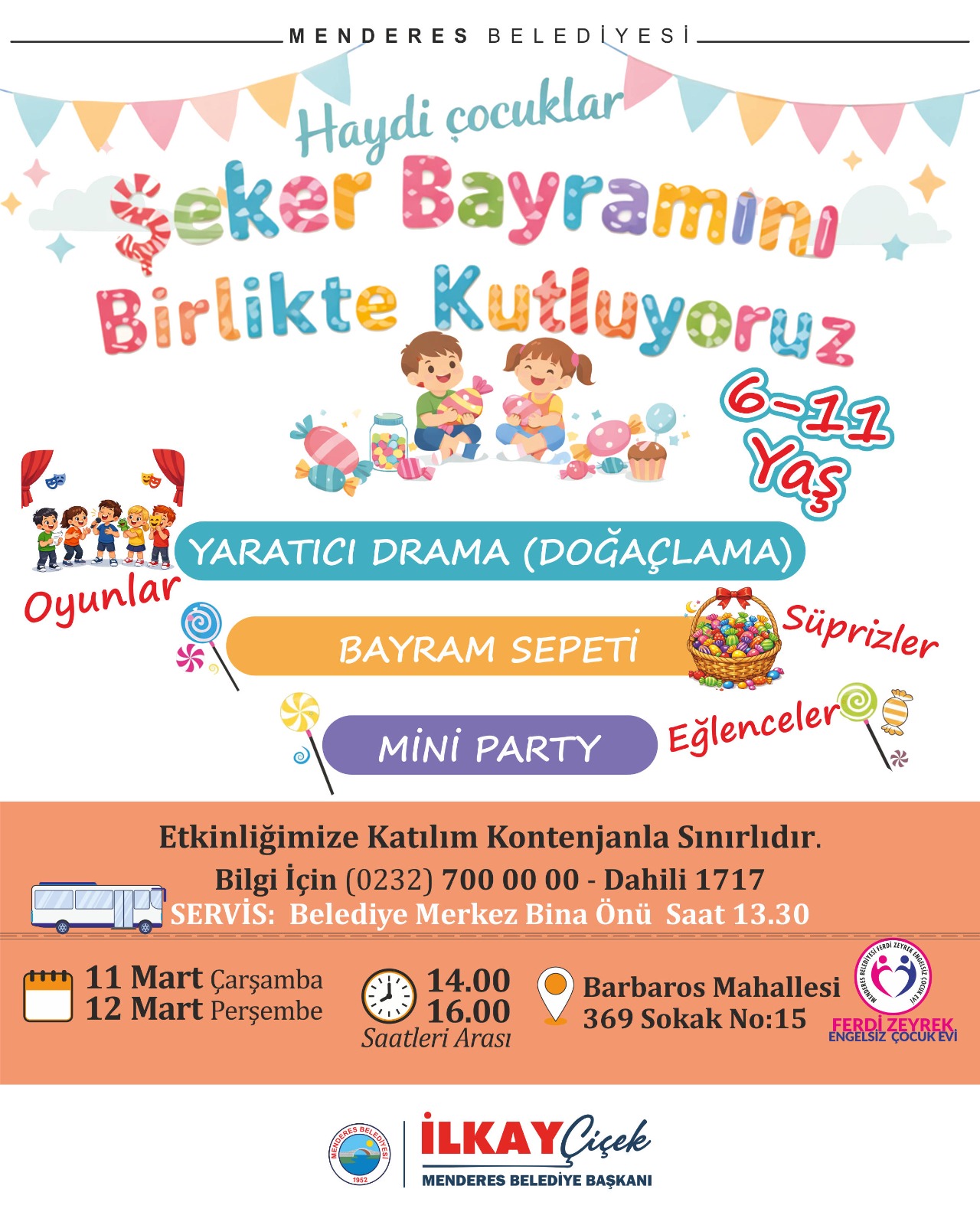 Menderes'te çocuklara özel dev bayram kutlaması! İlkay Çiçek liderliğinde yaratıcı