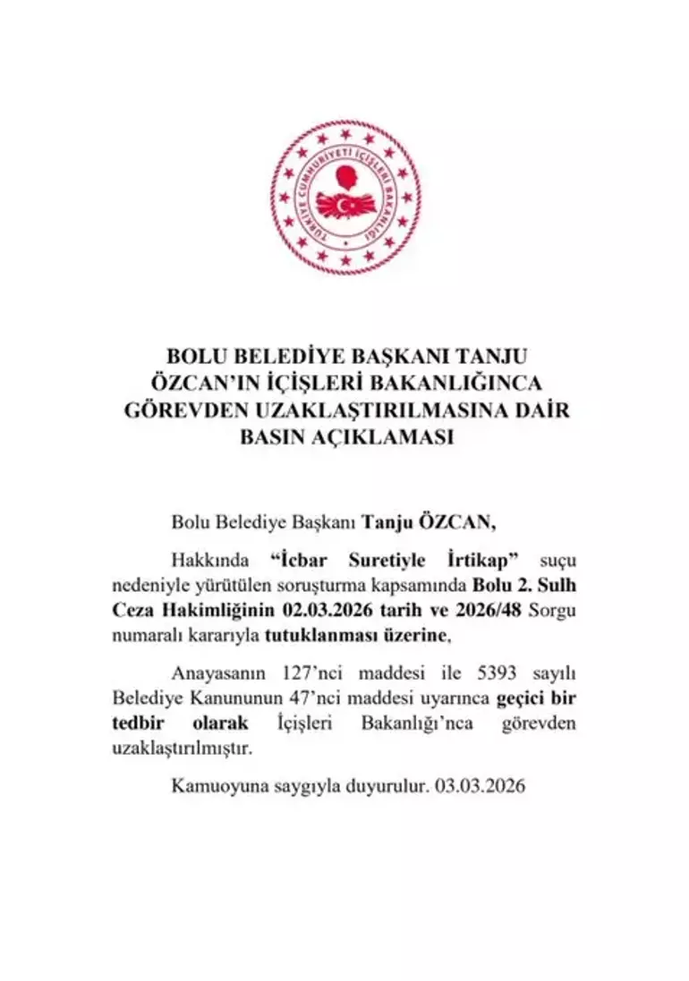 Tanju Özcan görevden uzaklaştırıldı